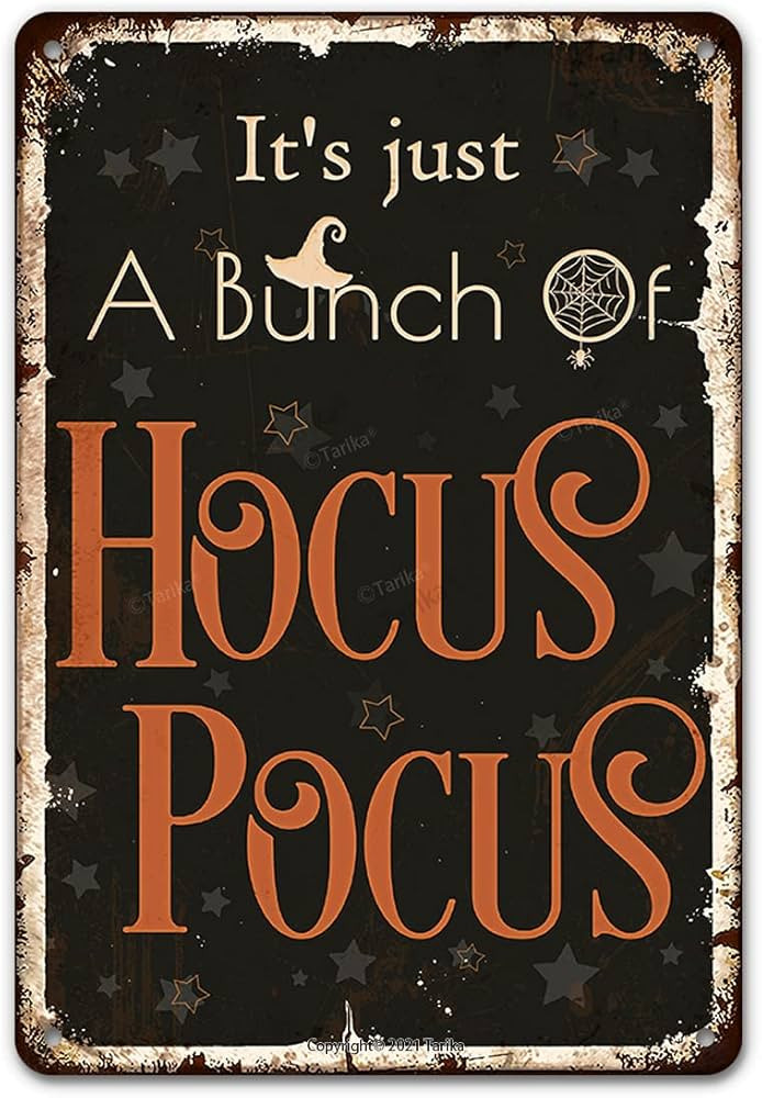 Halloween Decorations It'S Just A Bunch Of Hocus Pocus Vintage Funny Tin Sign Home Wall Decor Art... | Amazon (US)