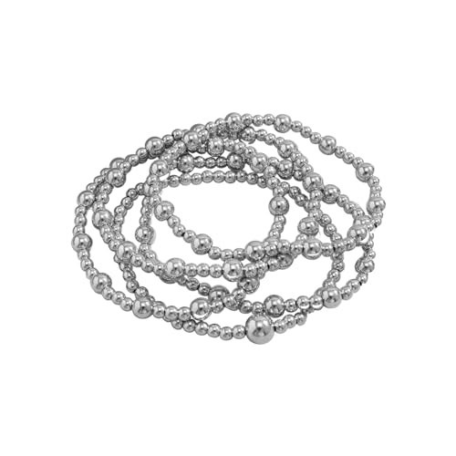 CSIYANJRY99 Silver Beaded Bracelets for Women Stackable Stretch Bead Bracelet Set Beads Silver Bracelets for Women Stack Pack Hand Jewelry M | Amazon (US)