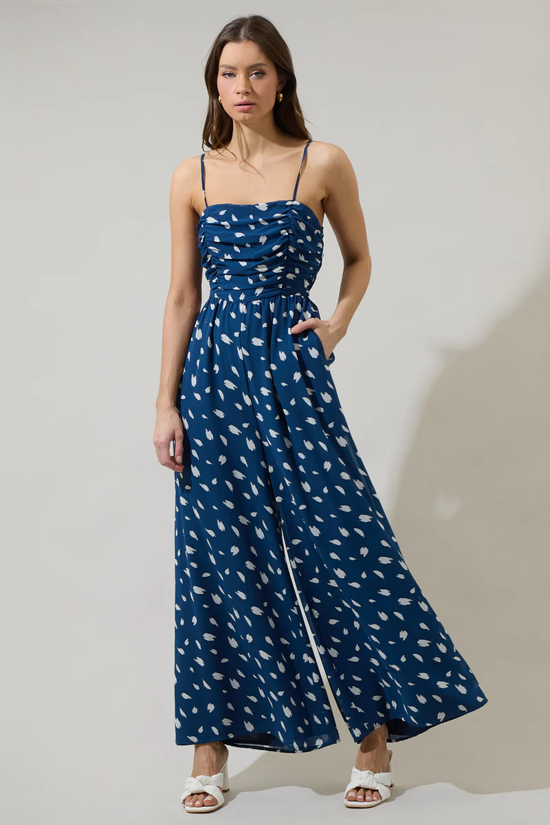 Elodie Dot Amoretta Ruched Wide Leg Jumpsuit | Sugarlips