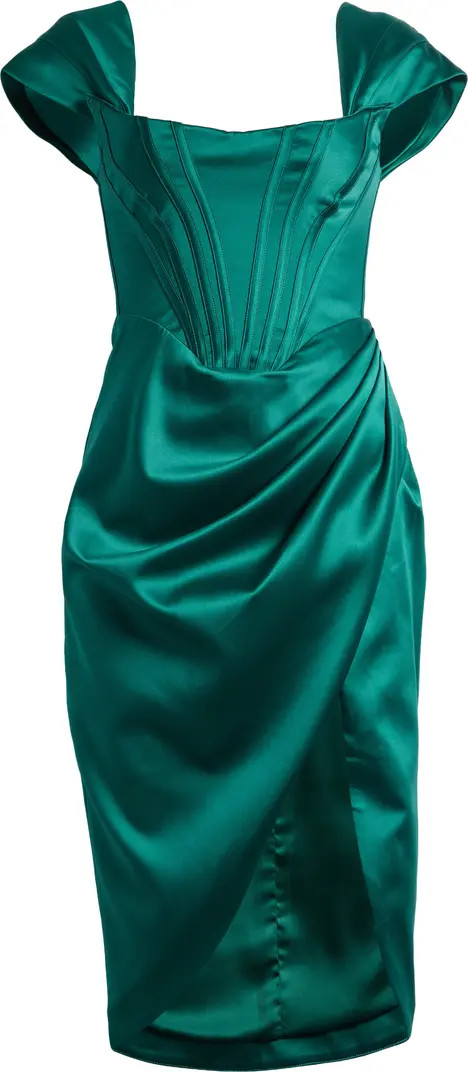 Loretta Off the Shoulder Satin Corset Dress | Nordstrom