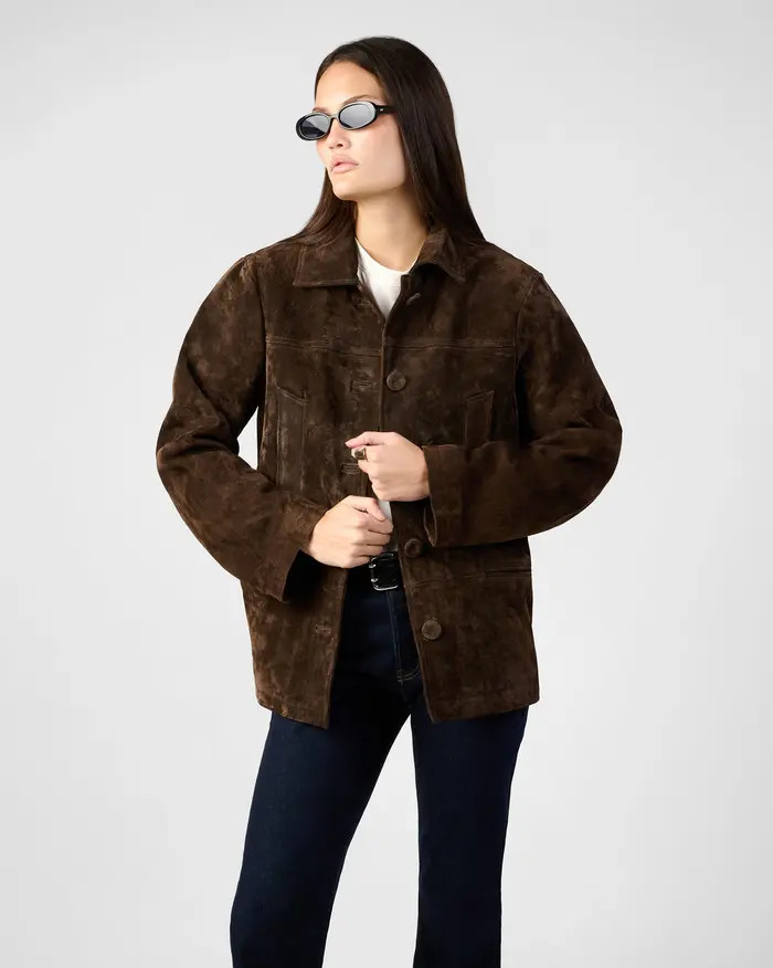 Premium Suede Button Front Jacket | Nordstrom