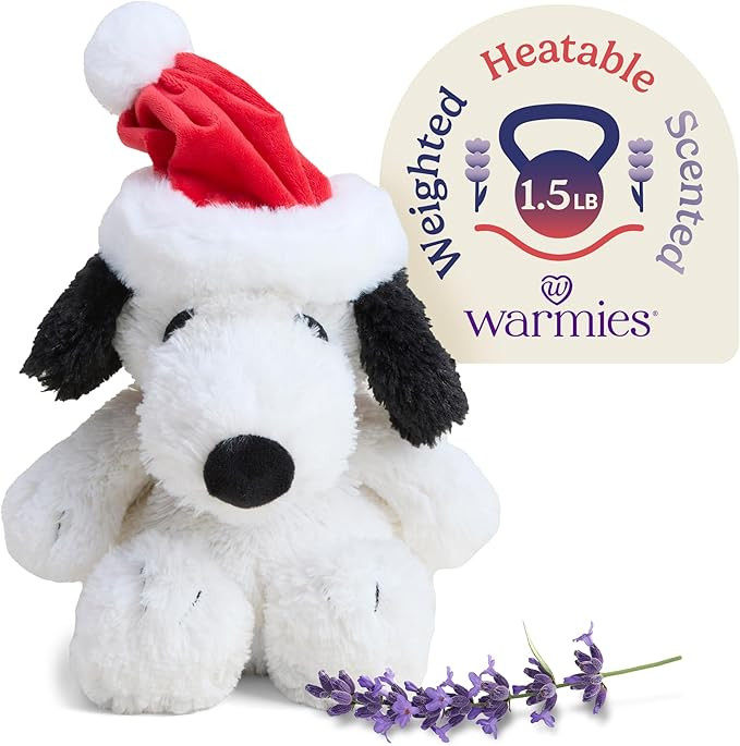 warmies Microwavable & Weighted Stuffed Animals, Snoopy with Santa Hat - Heated Stuffed Animal Pl... | Amazon (US)