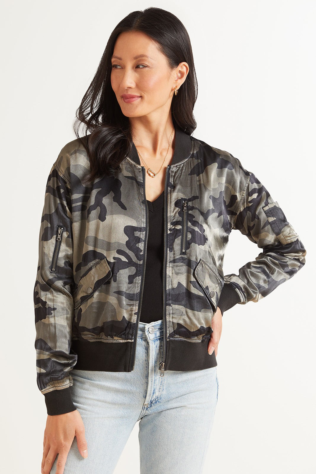 Marrakech  Satin Camo Bomber | Evereve