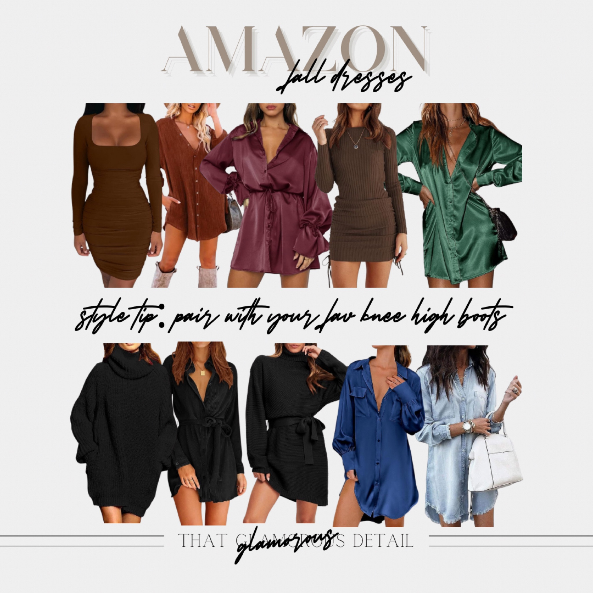 Amazon Fall Dress Picks 

Style tip: pair with your favorite knee high boots! 

Follow for me style tips here at That Glamorous Detail 

#LTKstyletip #LTKfindsunder50 #LTKSeasonal