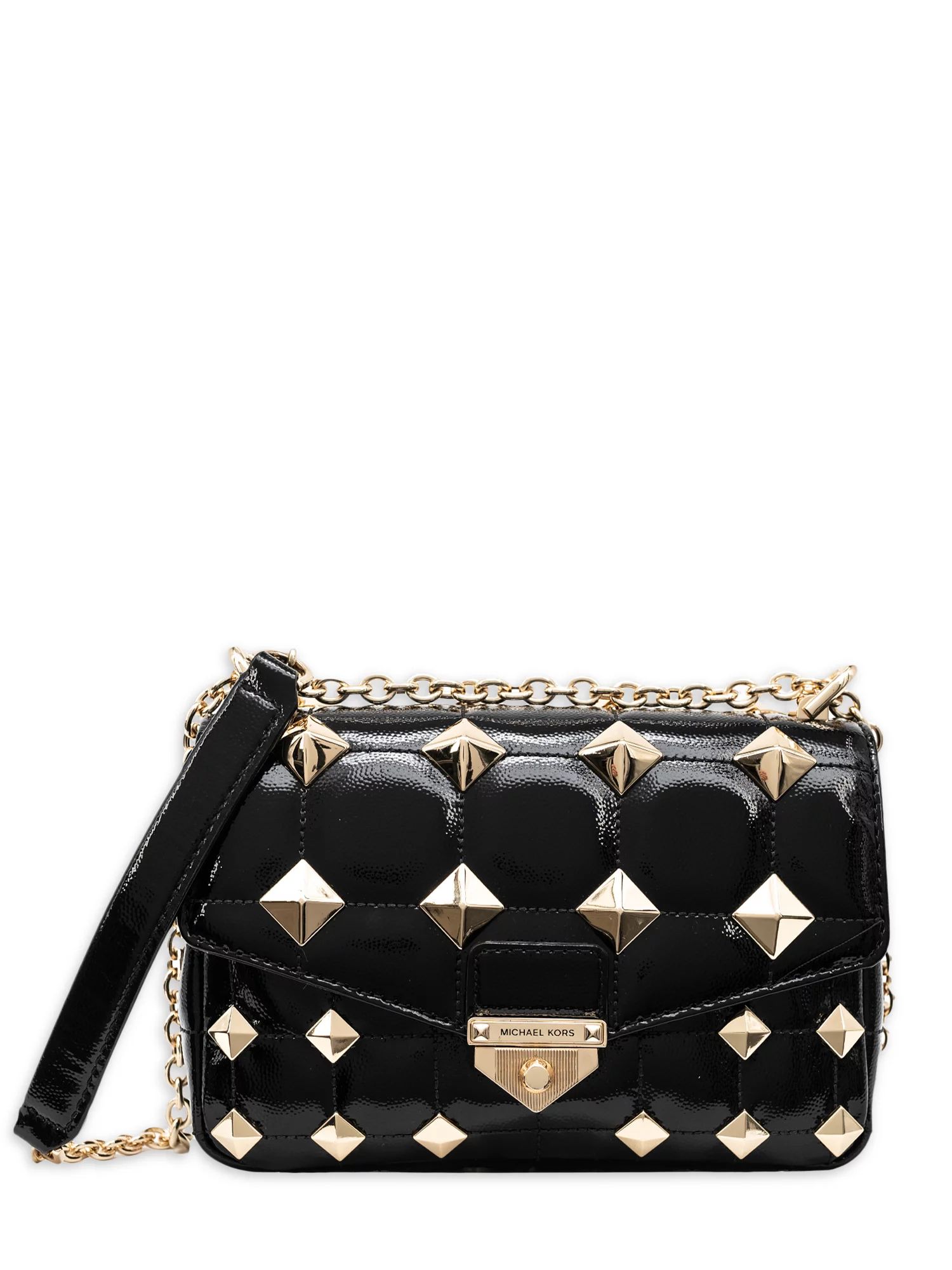 Michael Kors Ladies Soho Small Studded Quilted Patent Leather Shoulder Bag - Black | Walmart (US)