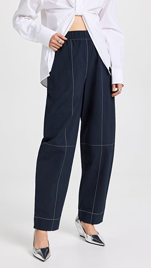 GANNI Cotton Crepe Elasticated Curve Pants | SHOPBOP | Shopbop