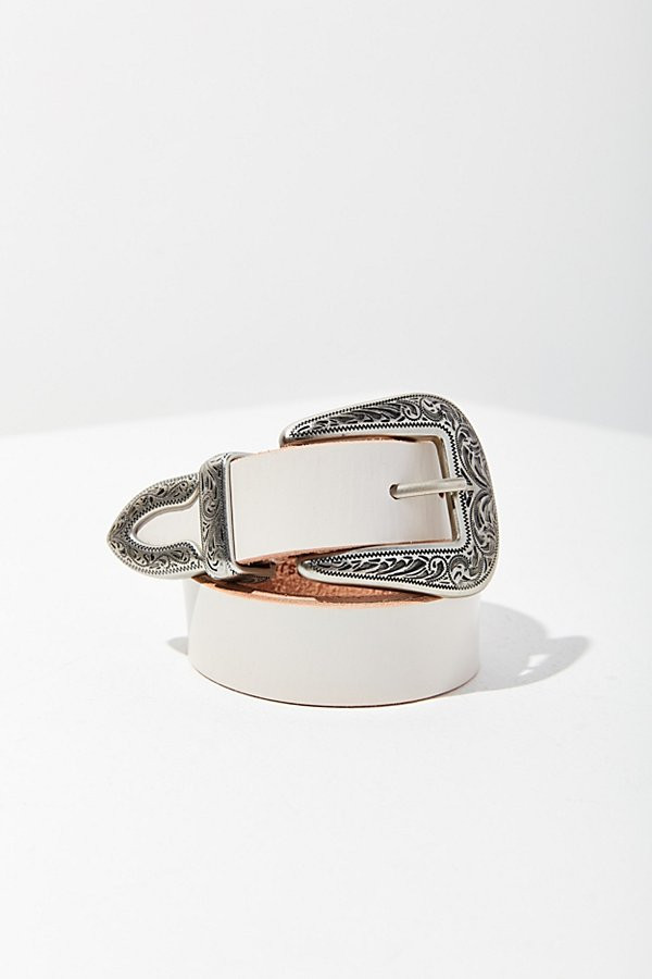 Ecote Metal-Tipped Leather Belt - Ivory M at Urban Outfitters | Urban Outfitters (US and RoW)
