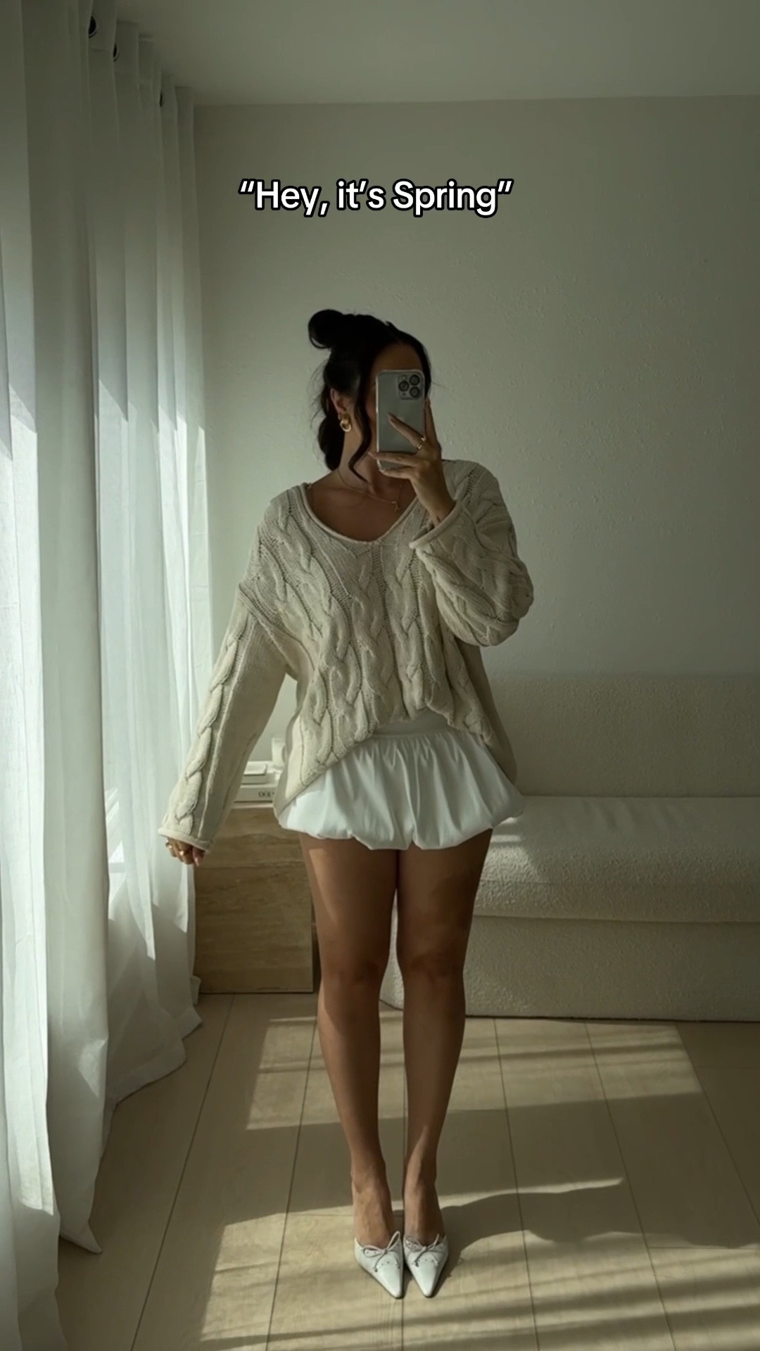 Chic sweater and bubble mini skirt outfit for spring - wearing my favorite kitten heels from Tony Bianco 

#LTKootd #LTKgrwm #LTKSeasonal