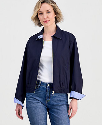 Women's Cotton Solid Zip-Front Jacket | Macy's