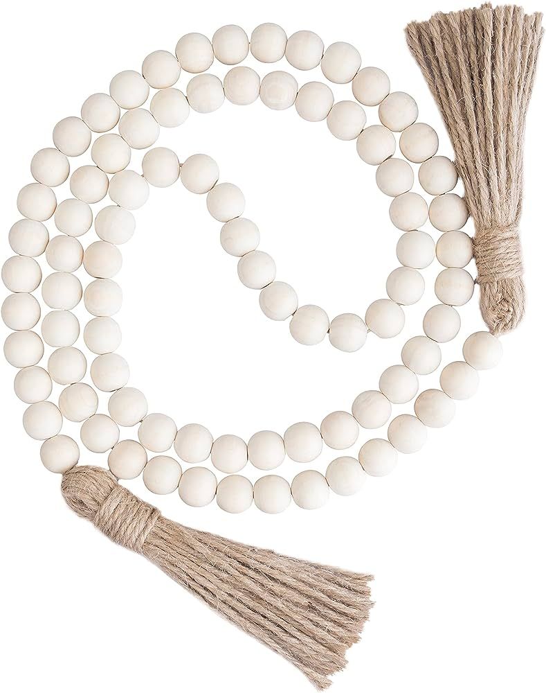 CS CAMSHERS Wood Bead Garland 58 Inch, Durable Farmhouse Beads with Tassel, Gorgeous Boho Beads f... | Amazon (US)