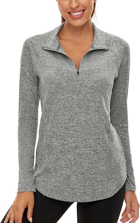 LURANEE Womens UPF 50+ Long Sleeve 1/4 Zip Pullover Athletic Hiking Running Workout Tops | Amazon (US)