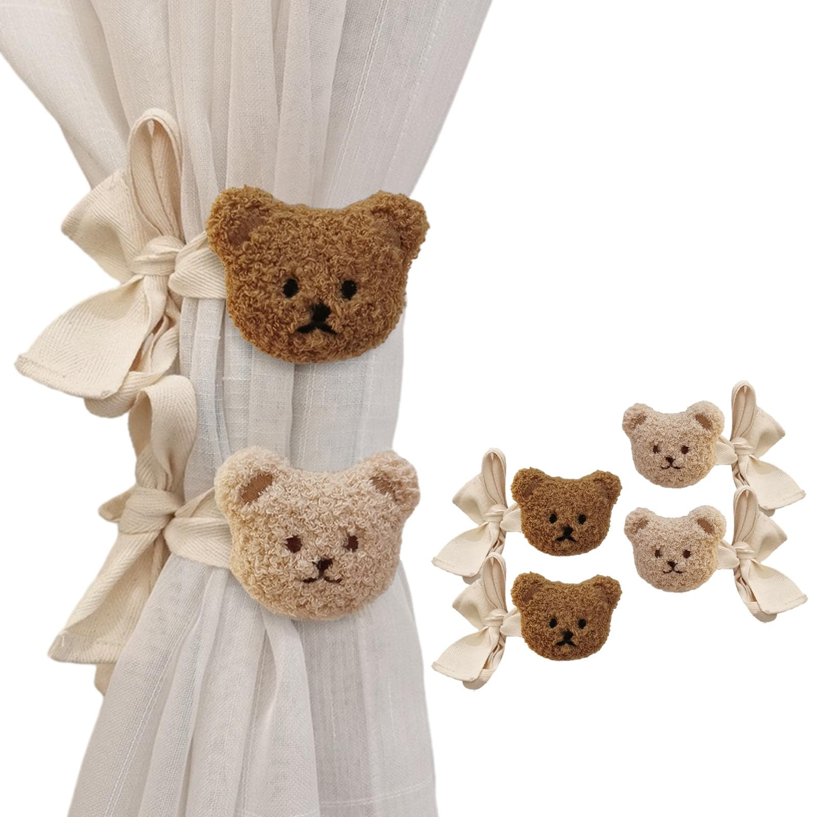 Whaline 4Pcs Bear Curtain Ties Cute Cartoon Bear Curtain Tieback Decorative Embroidered Animal Sh... | Amazon (US)