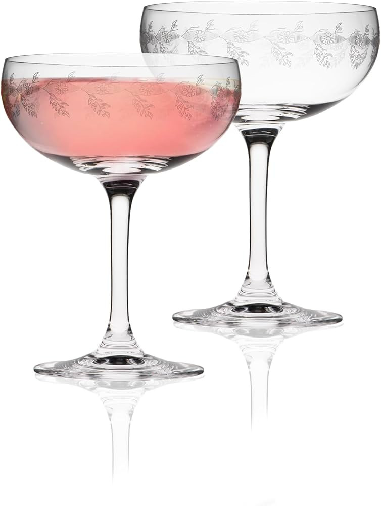 RONA Vintage Etched Coupe Glass | Set of 2 | 12 Oz. | Amazon (US)