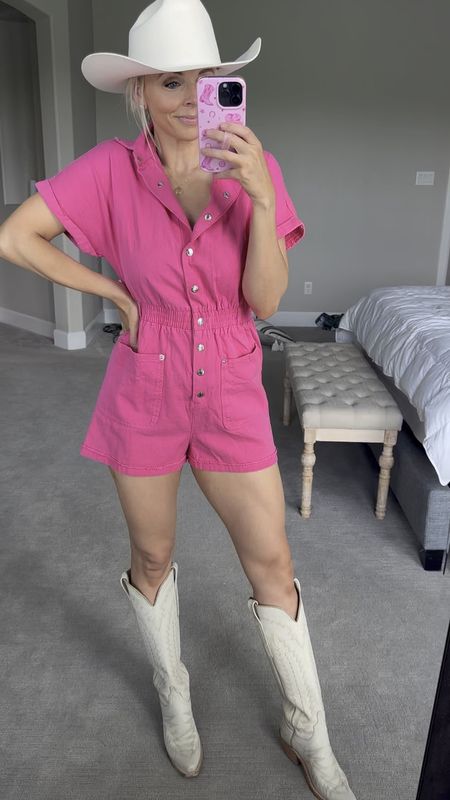 The cutest little pink romper - perfect for a country concert like Morgan wallen!!! I’m wearing a size medium. Boots are a size 7.5 

#LTKFindsUnder100 #LTKStyleTip #LTKFindsUnder50