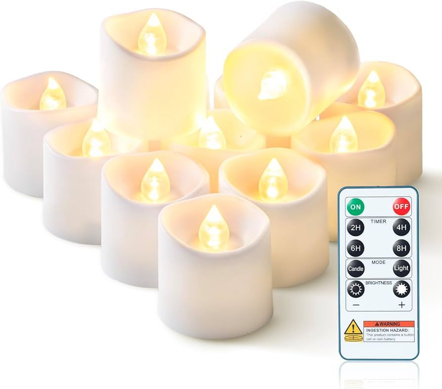 Homemory 12Pack 400+Hour Remote Control Flameless Candles, 2/4/6/8H Timer Led Votive Candles, Bat... | Amazon (US)
