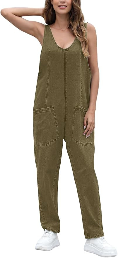 GREAIDEA High Roller Denim Jumpsuits for Women Casual Sleeveless Loose Baggy Overalls Jeans Pants... | Amazon (US)