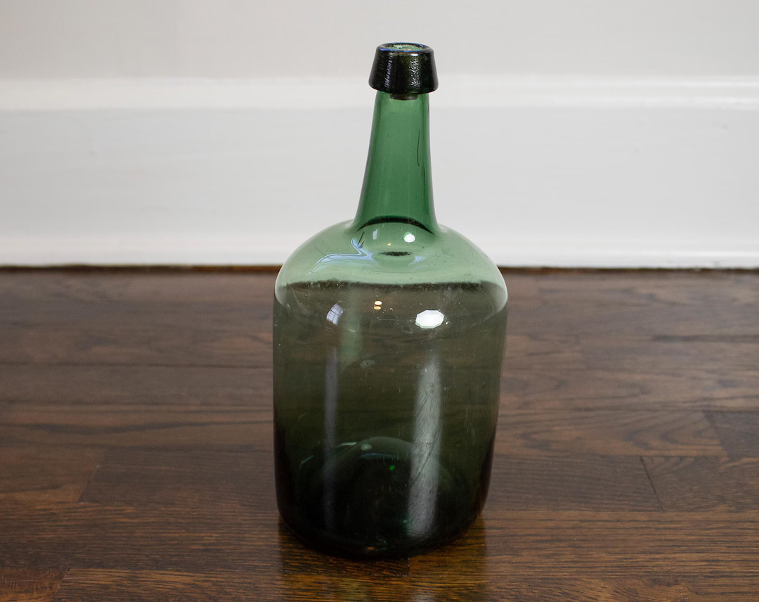 Vintage Antique Handblown Green Glass Demijohn Jug With Cork 9.75" - Etsy | Etsy (US)