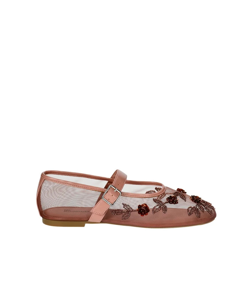 No Boundaries Beaded Mesh Mary Jane Flats, Women's | Walmart (US)