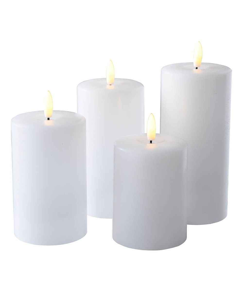 Hemsly Flameless Candles - White Flameless Pillar Candle - Set of Four | Zulily