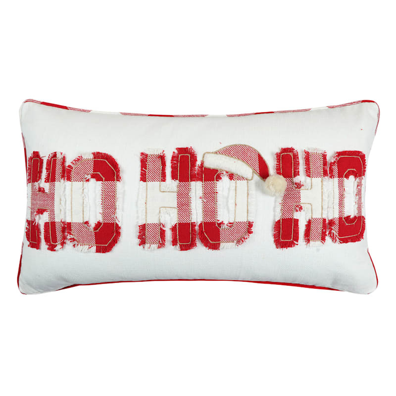 Red & White Ho Ho Ho Oblong Christmas Throw Pillow, 14x24 | At Home