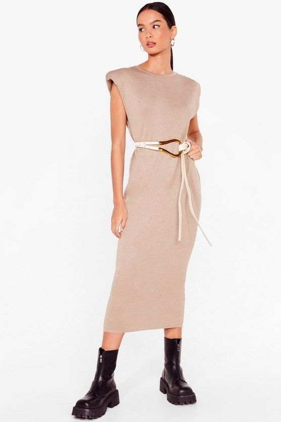 Spit Knit Out Shoulder Padded Midi Dress | NastyGal (US & CA)