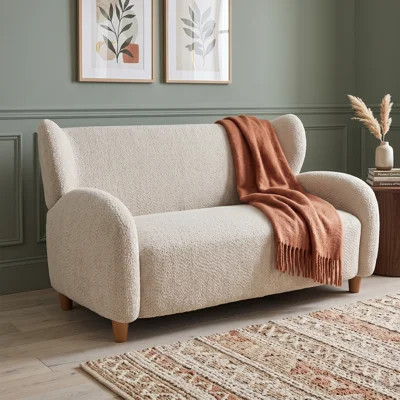 Curved Chenille Loveseat Sofa, Modern 2 Seater Accent Couch for Living Room | Wayfair North America