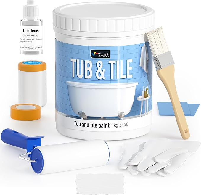 DWIL Tub Paint, Tub and Tile Refinishing Kit 33oz with Tools, Tile Refinishing Kit White Bathtub ... | Amazon (US)