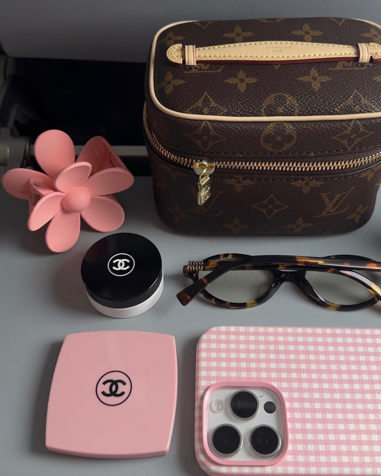 Spring break, travel essentials 🌸

Phone case, blue light, glasses, handcream, cosmetic bag, hair, clip, compact mirror, accessories, airplane, travel, travel 

#LTKBeauty #LTKTravel #LTKootd