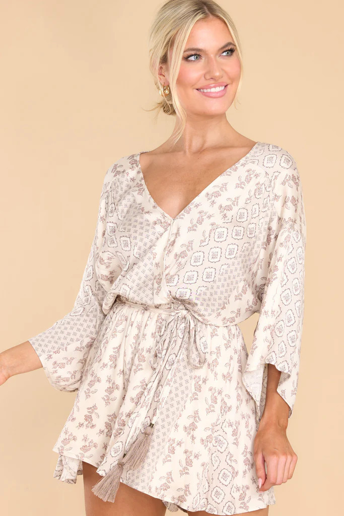 Bringing The Fun Natural Print Romper | Red Dress 