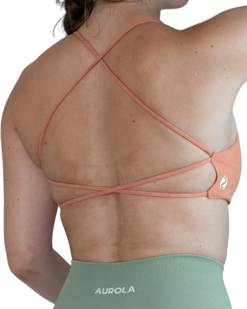 AUROLA Workout Sports Bras Women Athletic Removable Backless Strappy Criss Cross Light Support Gy... | Amazon (US)