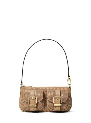 Michael Kors Zoe Small Convertible Pouchette, Gold-Tone Hardware/Rhinestone Hot Fix/Husk | Amazon (US)