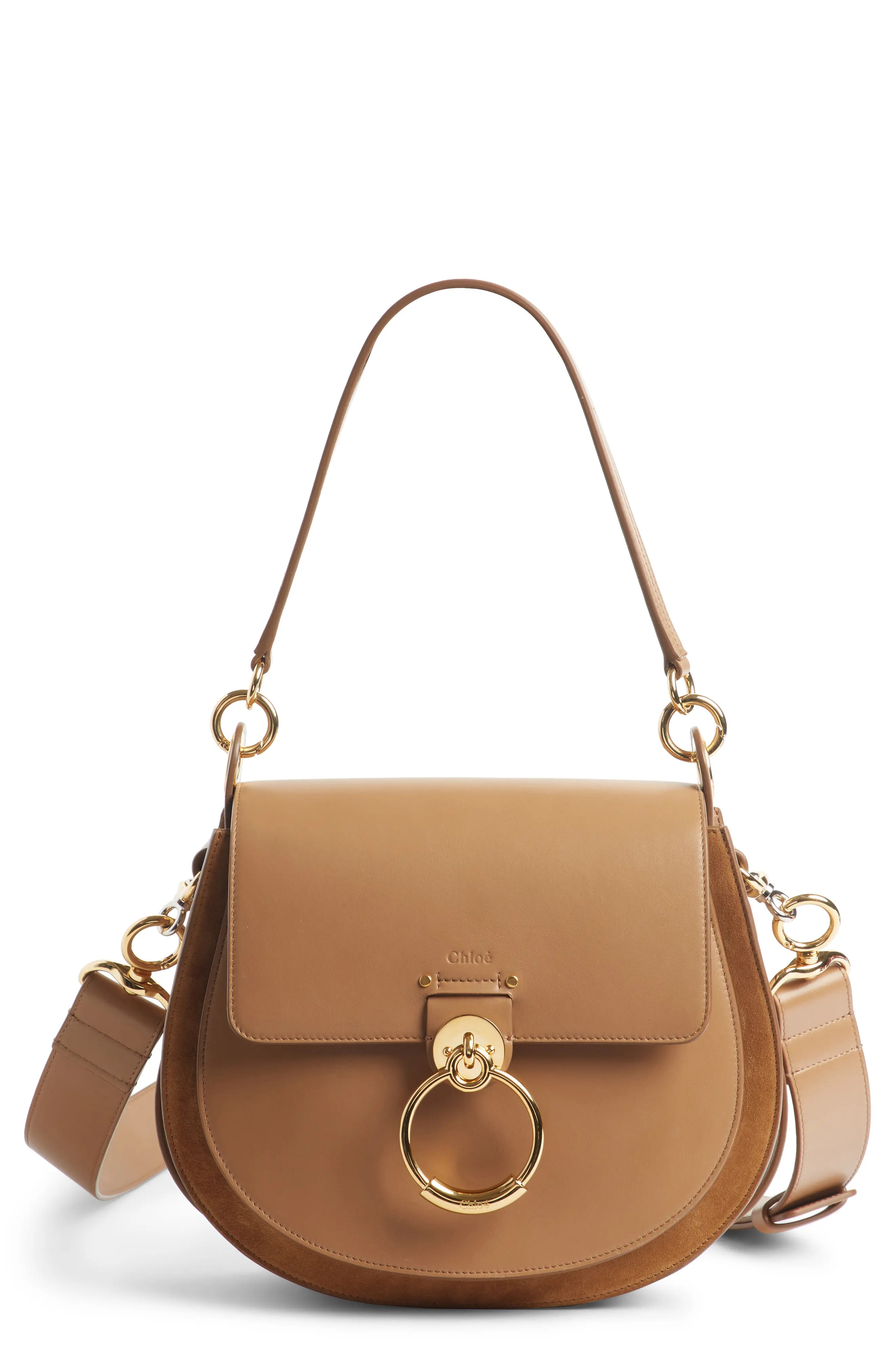 Chloe Medium Tess Calfskin Leather Shoulder Bag - Brown | Nordstrom