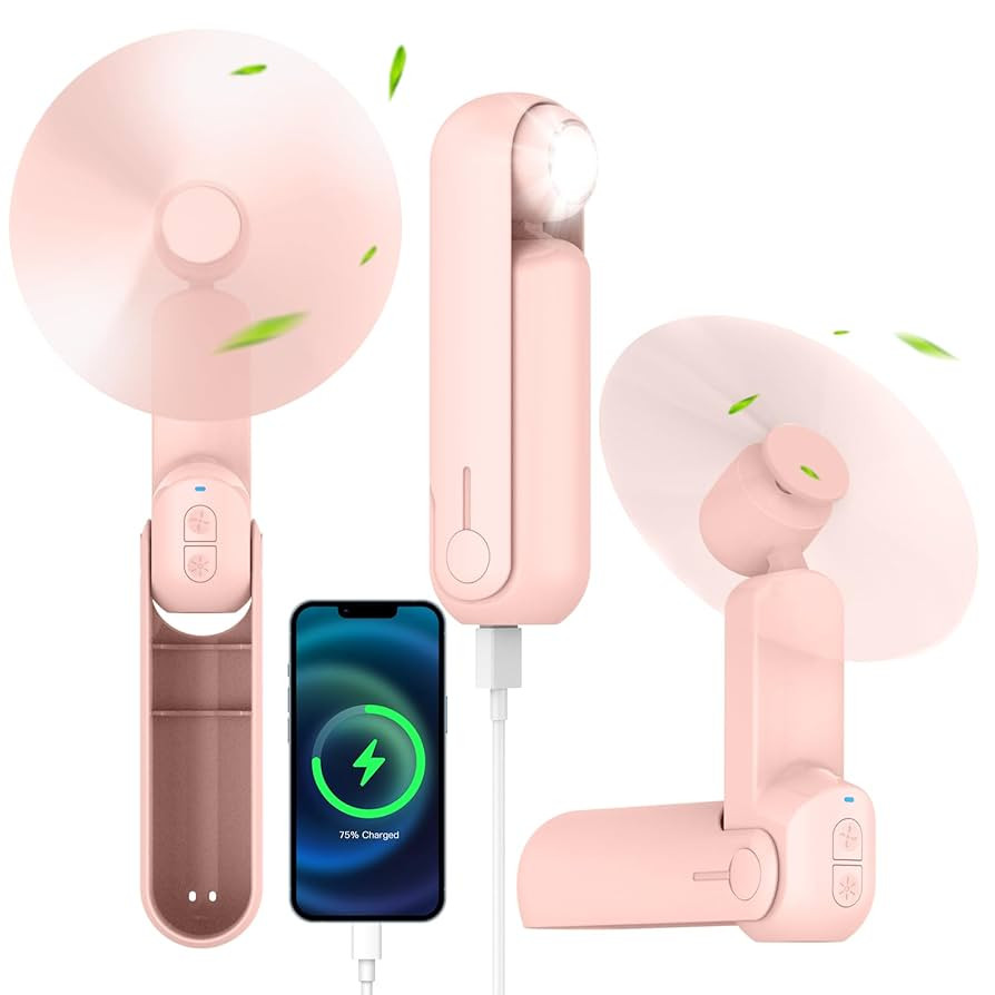 4 IN 1 Portable Mini Handheld Fan,Personal Foldable Cooling Travel Fan, Pocket Hand Fan for Face ... | Amazon (US)