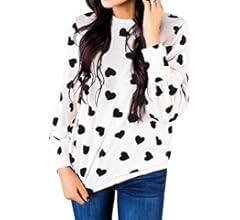 Ivay Womens Heart Printed Long Sleeve Tops Tee Shirts | Amazon (US)