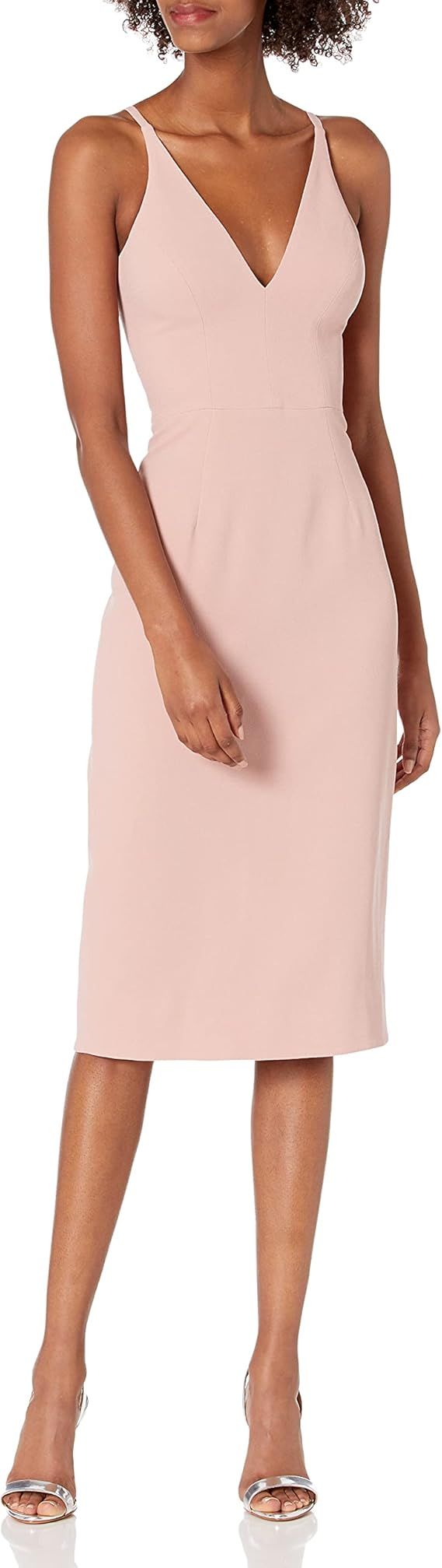 Dress the Population Women's Lyla Solid Sleeveless Fitted Midi Sheath Dress | Amazon (US)