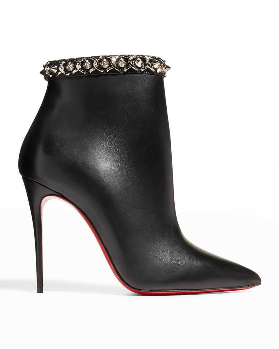 Christian Louboutin Chain Leather Red Sole Ankle Booties | Neiman Marcus