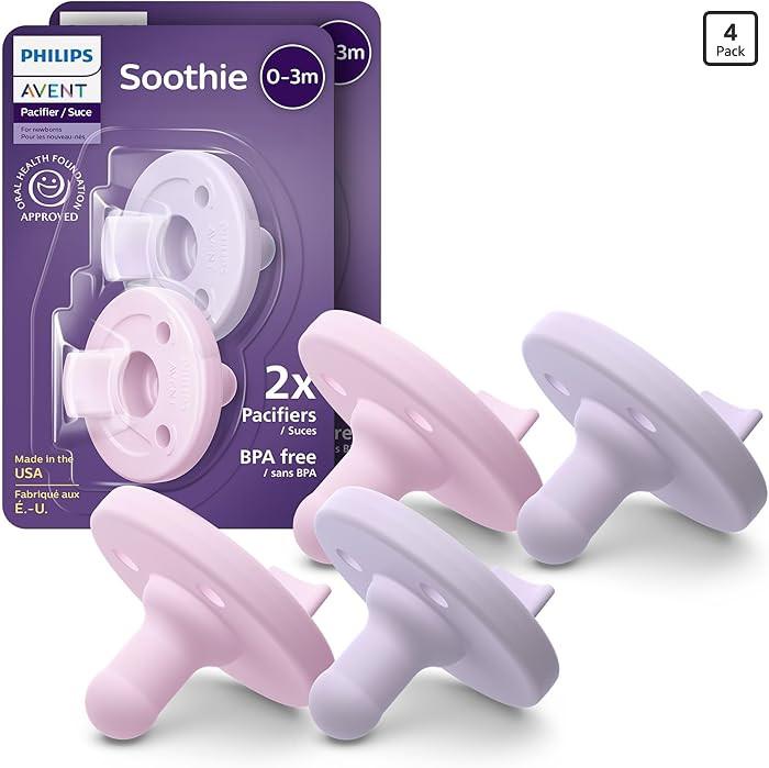 Philips Avent Soothie Baby Pacifiers - 100% Silicone Pacifiers for Babies 0-3 Months, One-Piece D... | Amazon (US)