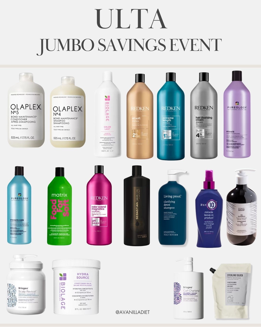 ✨ Ulta jumbo size hair care savings event ✨ 💖

#ultabeauty #haircaresale #jumbosale #hairgoals #beautyfinds #haircaremusthaves #ltkit #ltkwellness #selfcarefavorites

#LTKSaleAlert #LTKBeauty #LTKselfcare