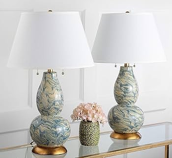 SAFAVIEH Lighting Collection Modern Swirls Blue/ White 29-inch Bedroom Living Room Home Office De... | Amazon (US)