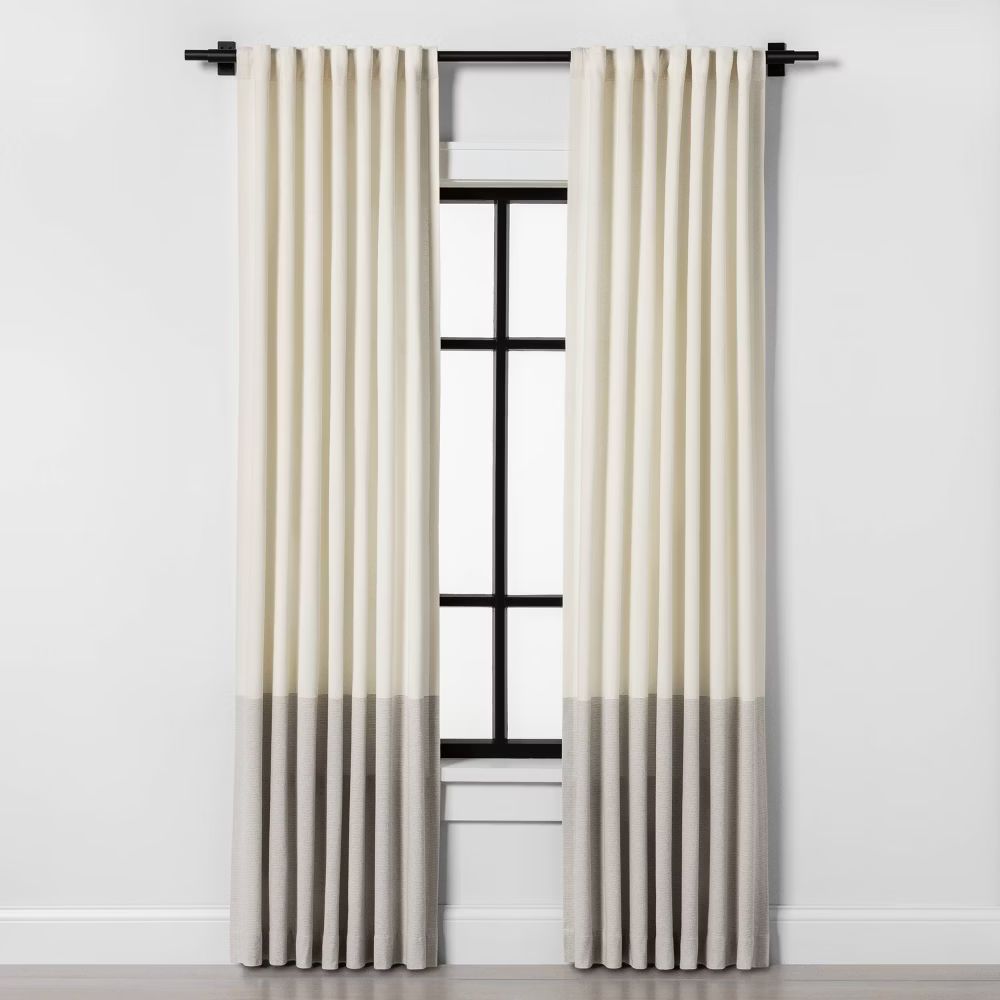 108" Colorblock Curtain Panel Sour Cream/Gray - Hearth & Hand™ with Magnolia | Target