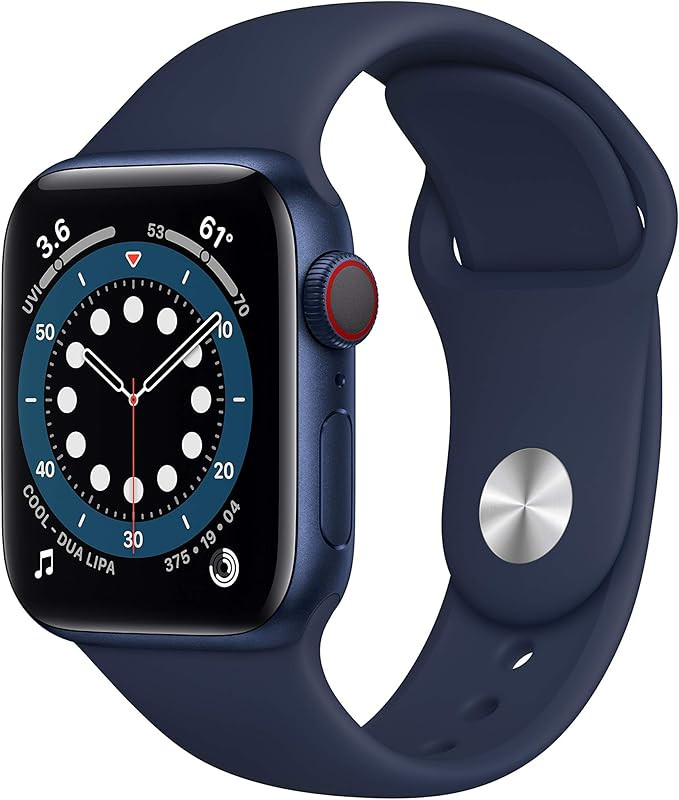 New Apple Watch Series 6 (GPS + Cellular, 40mm) - Blue Aluminum Case with Deep Navy Sport Band | Amazon (US)