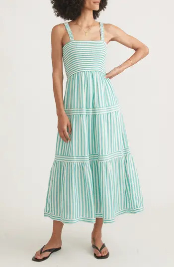 Selene Stripe Smocked Tiered Midi Sundress | Nordstrom