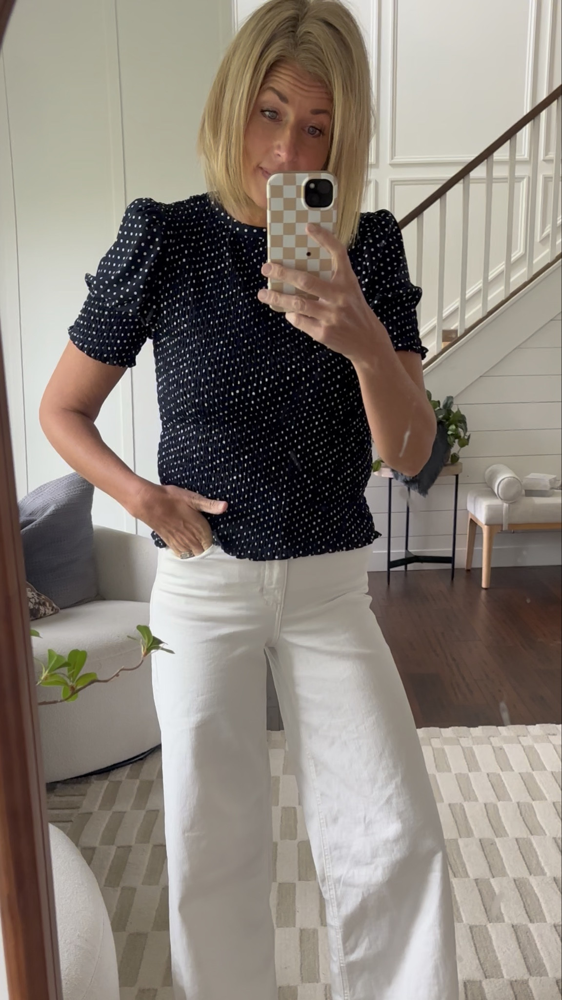 White and Blue outfit.  These jeans are so good!

#LTKSaleAlert #LTKTall #LTKOver40