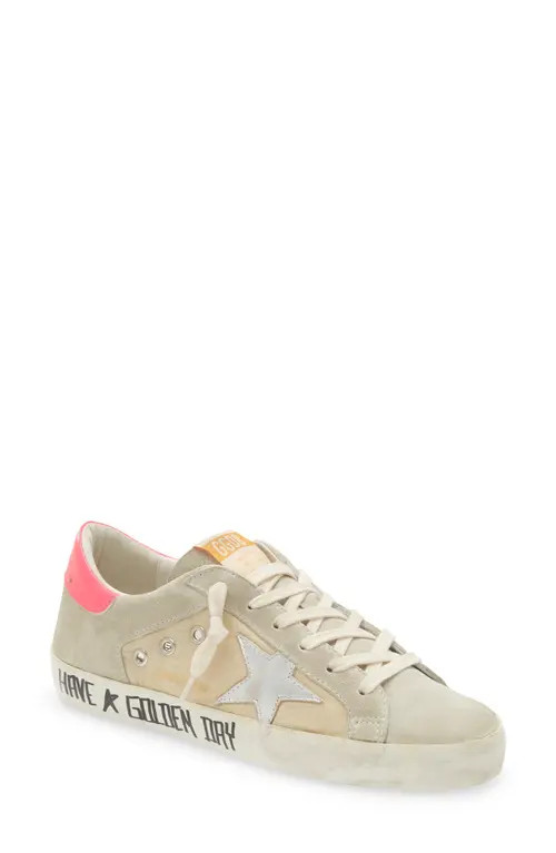 Golden Goose Super-Star Low Top Sneaker in Ice/Nylon/Silver/Pink Fluo at Nordstrom, Size 6Us | Nordstrom