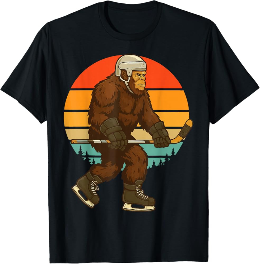 Bigfoot Ice Hockey Retro T-Shirt | Amazon (US)