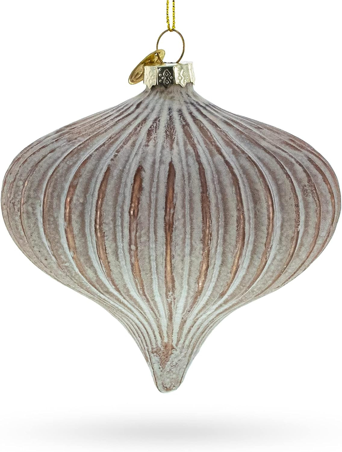 Ribbed Matte Onion Sophisticated Glass Christmas Ornament | Amazon (US)