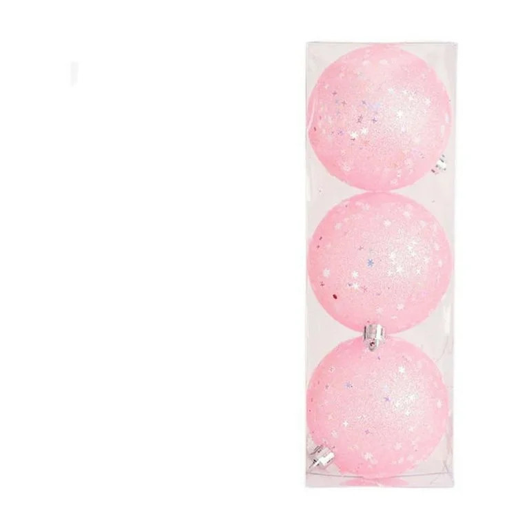 Pink Pink 3-Piece Christmas Ball Ornament Set For Tree Decoration Diamond Design Plastic Material... | Walmart (US)