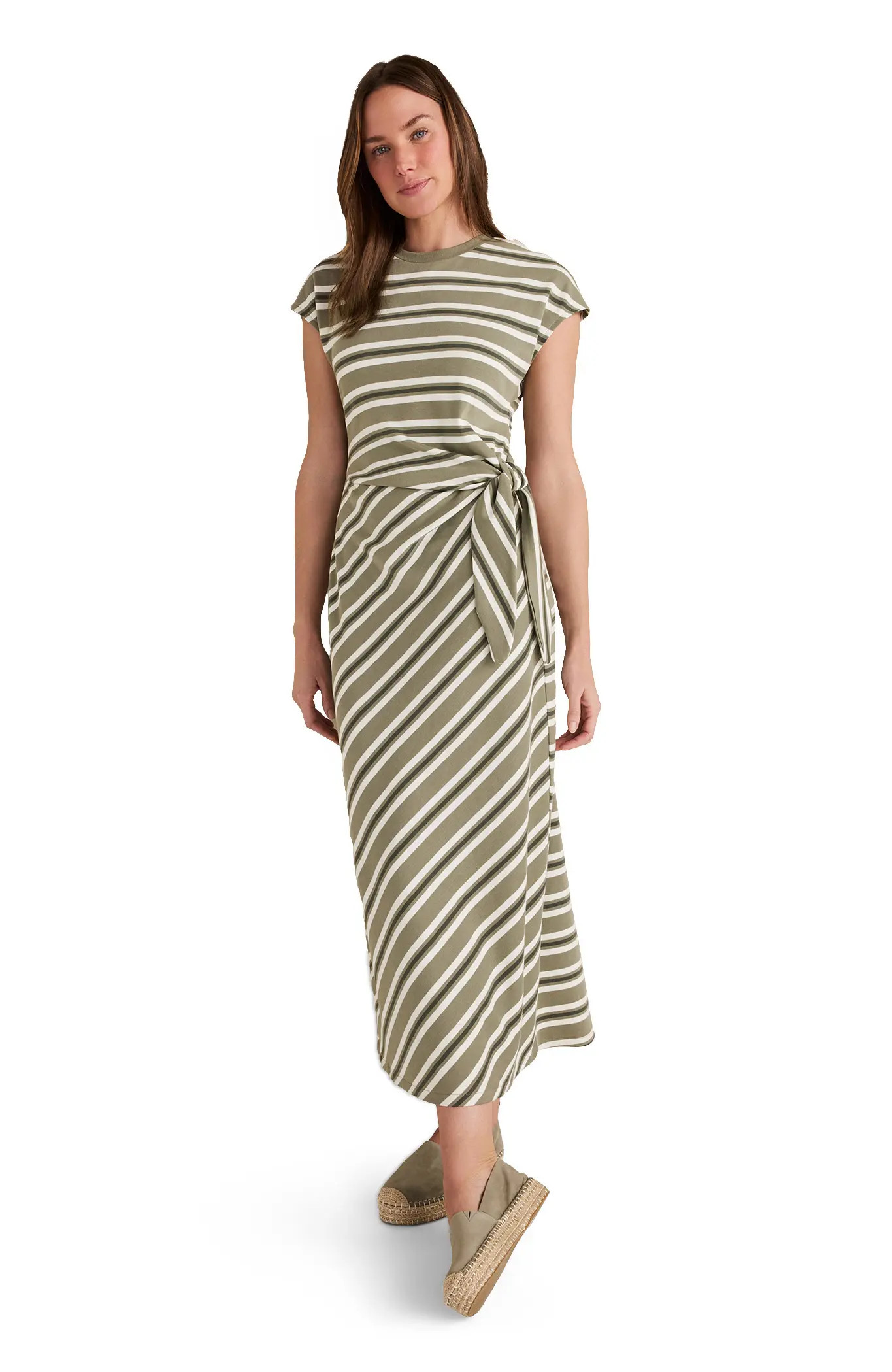 Haven Well Within Organic Cotton Interlock Stripe Midi Knot Dress (Women) | Nordstrom | Nordstrom