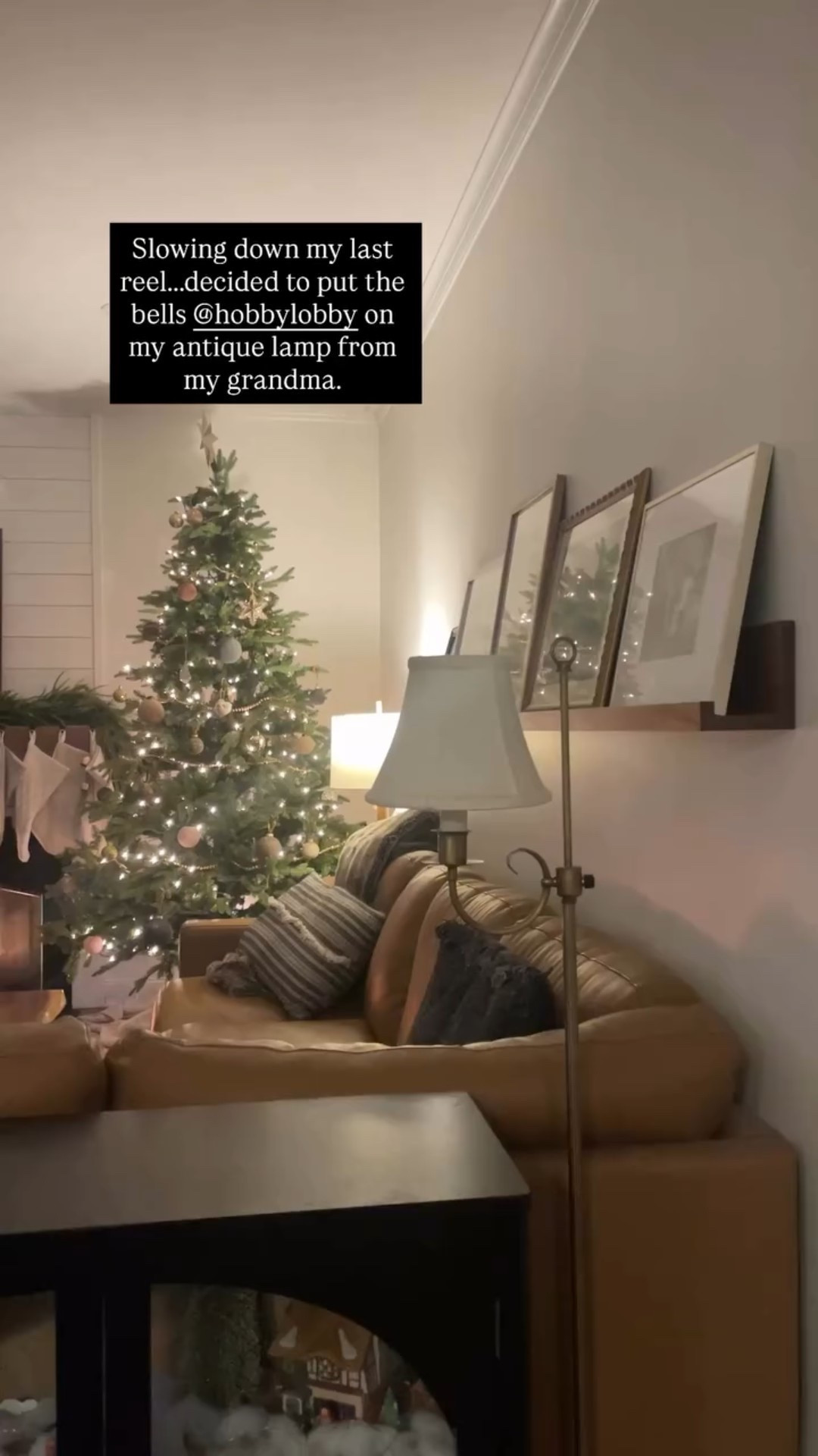 Slowing down my last reel…..decided to put the bells @hobbylobby on my antique lamp from my grandma.