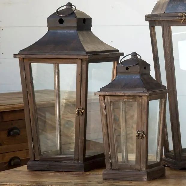 Pleasant Valley Candle Lantern Set of 2 | Antique Farm House